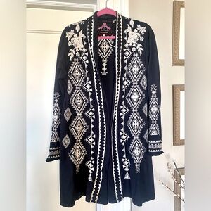 Johnny Was- Floral / Azteca Black Cotton Cardigan - M